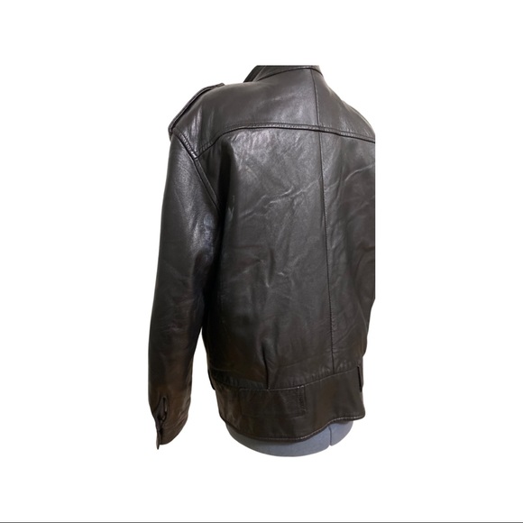 Vintage Slouchy Leather Jacket - Unisex Small Oversized Fit - Picture 9 of 13